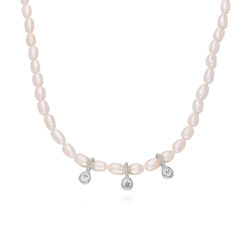 Julia Pearl Initial Necklace in Sterling Silver product photo