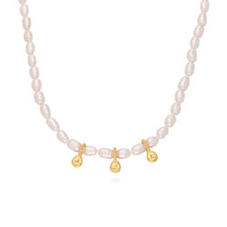 Julia Pearl Initial Necklace in gold plating product photo