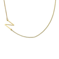 Gold Plated Side Initial Necklace product photo