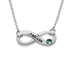 Engraved Birthstone Infinity Necklace product photo