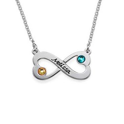 Engraved Infinity Heart Necklace with Birthstone product photo