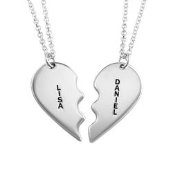 Broken Heart Necklace for Couples in Silver product photo