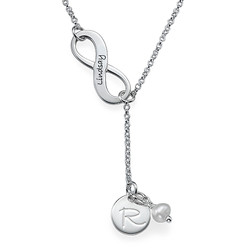 Y Shaped Infinity & Birthstone Necklace with Initial product photo