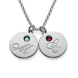 Multiple Initial Pendant Necklace with Birthstones product photo