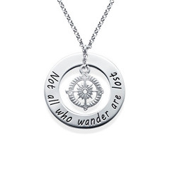 Compass Necklace with Engraved Disc product photo