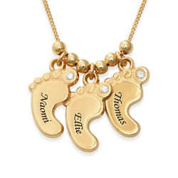 Mom Jewelry - Baby Feet Necklace Gold Plated with Diamonds product photo