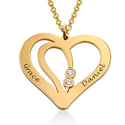 Engraved Couples Necklace in 18k Gold Vermeil with Diamond product photo