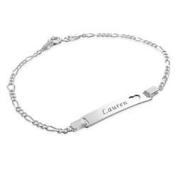 Girl’s Personalized Silver ID Bracelet with Heart product photo