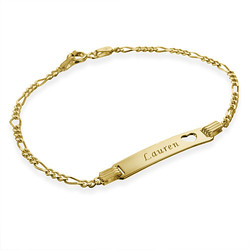 18k Gold-Plated Silver Girls ID Bracelet with Heart product photo