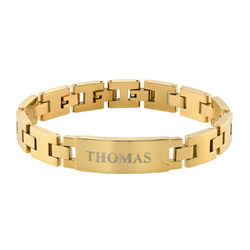 Gold Plated Stainless Steel Men's Bracelet with Engraving product photo