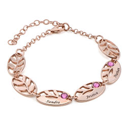 Mother Leaf Bracelet with Engraving in Rose Gold Plating product photo
