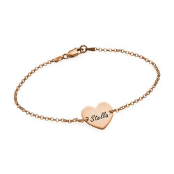 18k Rose Gold Plated Engraved Heart Bracelet product photo