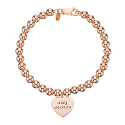 Heart Charm Beaded Bracelet in Rose gold Plating product photo