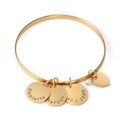 Bangle Bracelet with Personalized Pendants in Gold Plating product photo