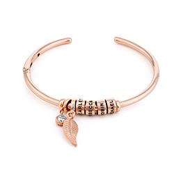 Linda Open Bangle Bracelet with Beads in Rose Gold Plating product photo