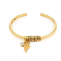 Linda Open Bangle Beads Bracelet in Gold Plating with 1/10 CT. T.W Lab-Diamond product photo