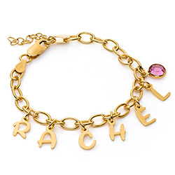 Letter Charm Bracelet for Girls in Gold Plating product photo