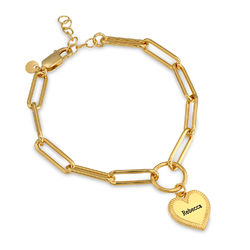 Heart Pendant Link Bracelet in Gold Plating product photo