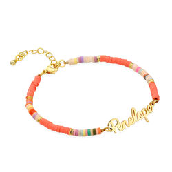 Gold Bead Name Bracelet in Gold Plating product photo