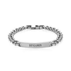 Men's Curb Chain ID Bracelet in Matte Sterling Silver product photo