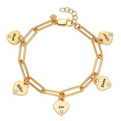 Rory Bracelet With Custom Diamond Heart Charms in 18K Gold Vermeil product photo