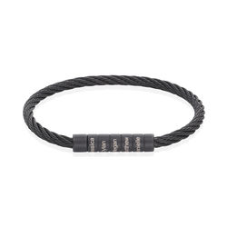 Engraved Twisted Cable Men Bracelet in Black Stainless Steel product photo