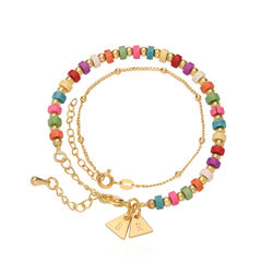 Tropical Layered Beads Bracelet/Anklet with Initials in Gold Plating product photo