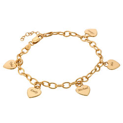 Link Bracelet with Heart Charms in Gold Vermeil product photo