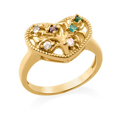 Heart Shaped Birthstone Ring with Gold Plating product photo