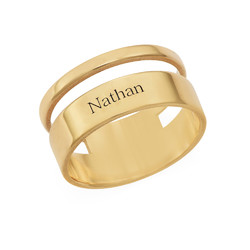 Asymmetrical Name Ring with Gold Plating product photo