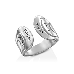 Hug Ring with Kids Names in Sterling Silver product photo