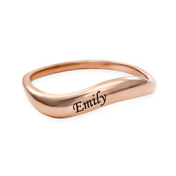 Stackable Wavy Name Ring in Rose Gold Plating product photo