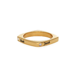 Custom Diamond Square Ring in 18k Gold Plating product photo