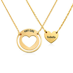 Mother Daughter Heart Necklace Set in Gold Vermeil product photo
