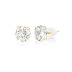 10k Solid Gold Stud Earrings with Cubic Zirconia product photo