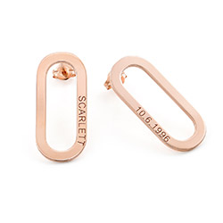 Engraved Single Link Chain Earrings with Engraving in Rose Gold Plating product photo