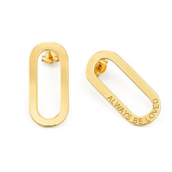Engraved Single Link Chain Earrings with Engraving in Vermeil product photo