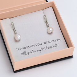 Here Comes the Bridesmaid - Link Earrings With Baroque Pearl in Sterling Silver product photo