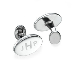 Rhodium Plated Engraved Cufflinks product photo