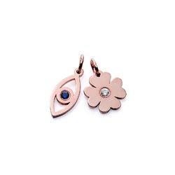 Linda Evil Eye and Clover Pendant in Rose Gold Plating product photo