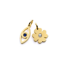 Linda Evil Eye and Clover Pendant in Gold Vermeil product photo