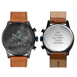 Quest Chronograph Leather Strap Watch for Men with Black Dial product photo
