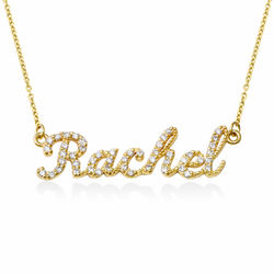 Pave Name Necklace with Cubic Zirconia in 14k Gold product photo