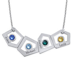 Geometric Mother Necklace with Birthstones product photo