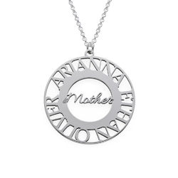Mom Circle Necklace in Silver Sterling product photo