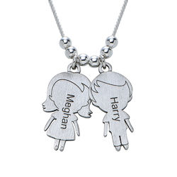 Mom Necklace with Children Charms in Sterling Silver Sterling product photo